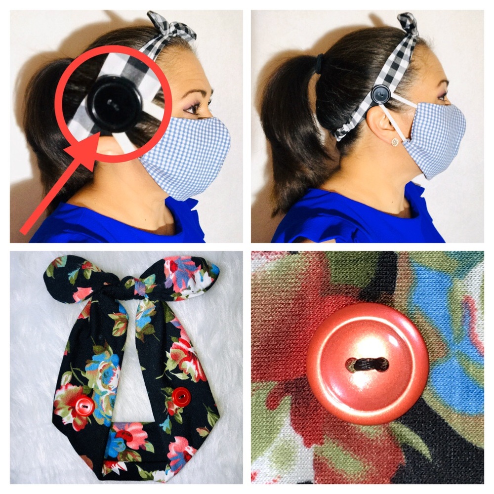 ❤️Black Headband with Buttons for Face Masks!❤️